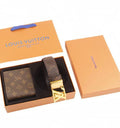 Louis Vuitton Men's Monogram Canvas Belt & Wallet Luxury Gift Set